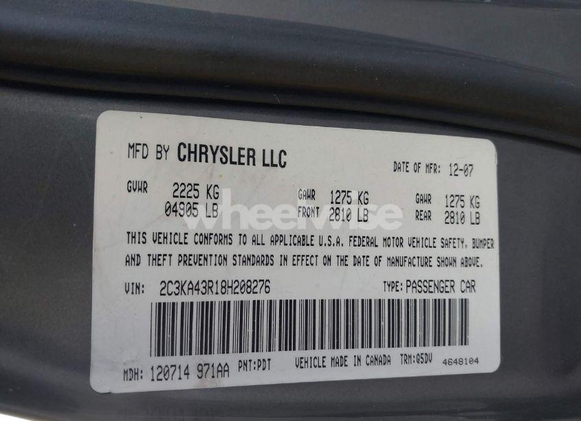 Photo 9 of 2008 Chrysler 300 LX (VIN 2C3KA43R18H208276)