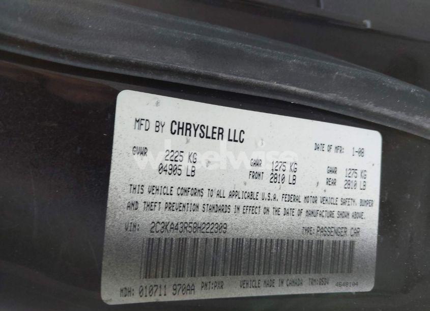 Photo 9 of 2008 Chrysler 300 LX (VIN 2C3KA43R58H222309)