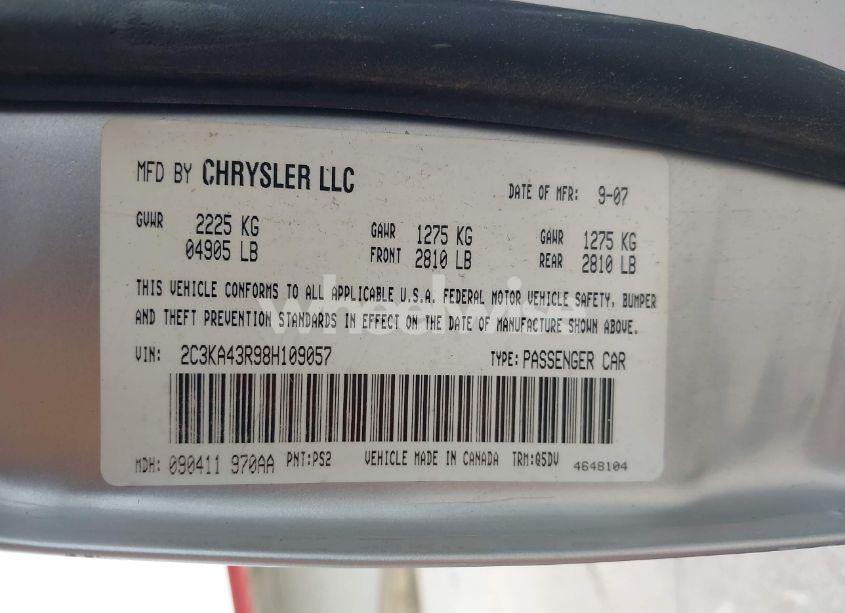 Photo 9 of 2008 Chrysler 300 LX (VIN 2C3KA43R98H109057)