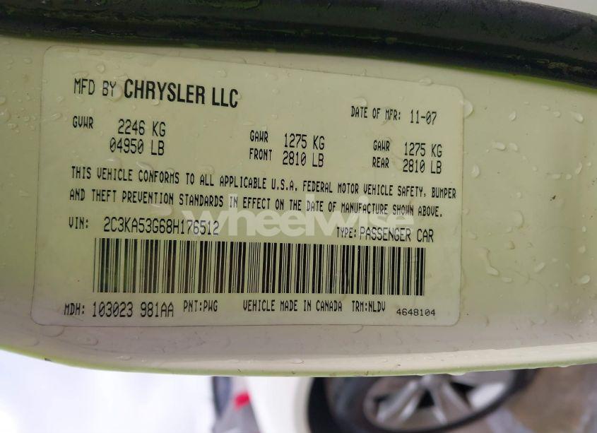 Photo 9 of 2008 Chrysler 300 TOURING (VIN 2C3KA53G68H176512)