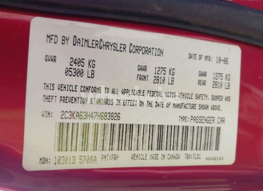 Photo 9 of 2007 Chrysler 300c N/A (VIN 2C3KA63H47H683826)