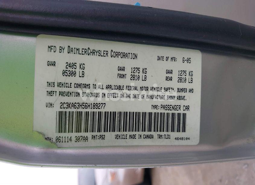 Photo 9 of 2006 Chrysler 300c N/A (VIN 2C3KA63H56H189277)