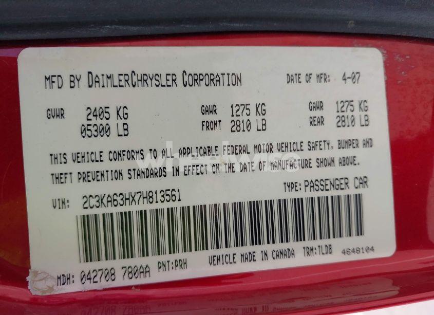 Photo 9 of 2007 Chrysler 300c N/A (VIN 2C3KA63HX7H813561)