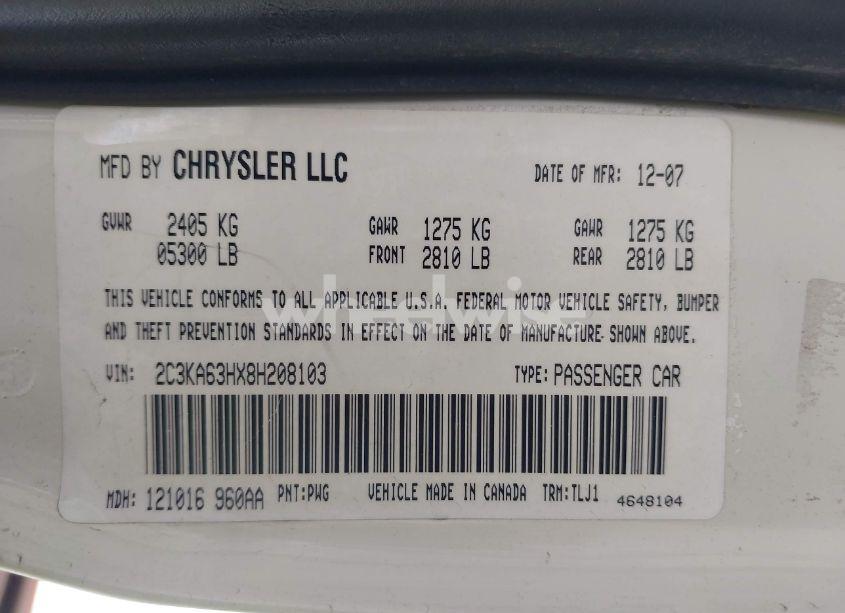 Photo 9 of 2008 Chrysler 300c HEMI (VIN 2C3KA63HX8H208103)