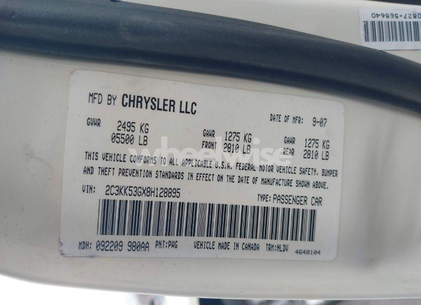 Photo 9 of 2008 Chrysler 300 TOURING (VIN 2C3KK53GX8H128895)