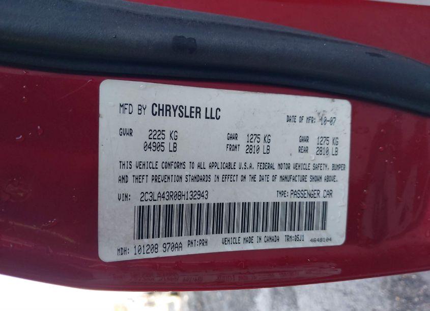 Photo 9 of 2008 Chrysler 300 LX (VIN 2C3LA43R08H132943)
