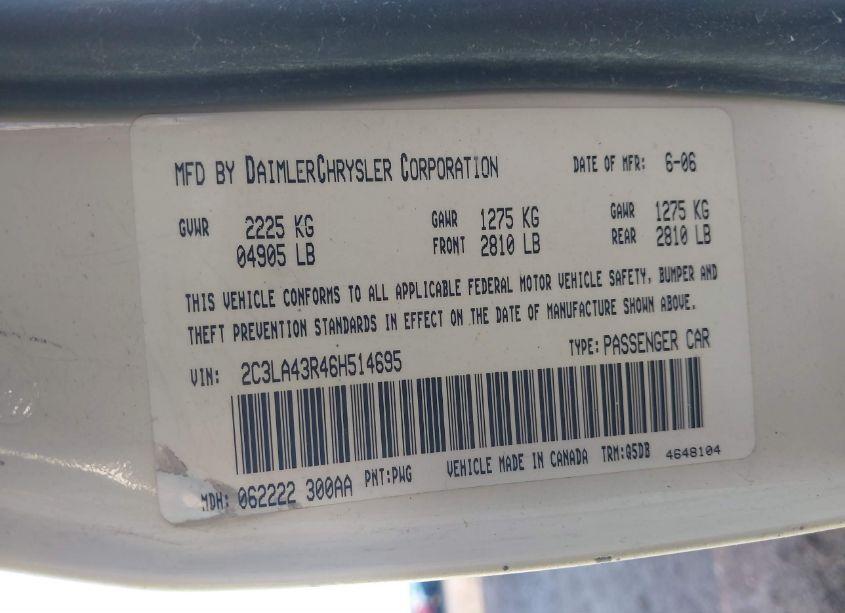 Photo 9 of 2006 Chrysler 300 (VIN 2C3LA43R46H514695)