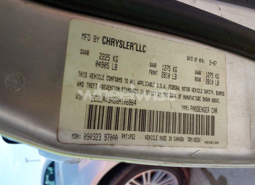 Photo 9 of 2008 Chrysler 300 LX (VIN 2C3LA43R68H106864)