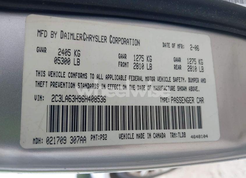 Photo 9 of 2006 Chrysler 300c N/A (VIN 2C3LA63H96H408536)