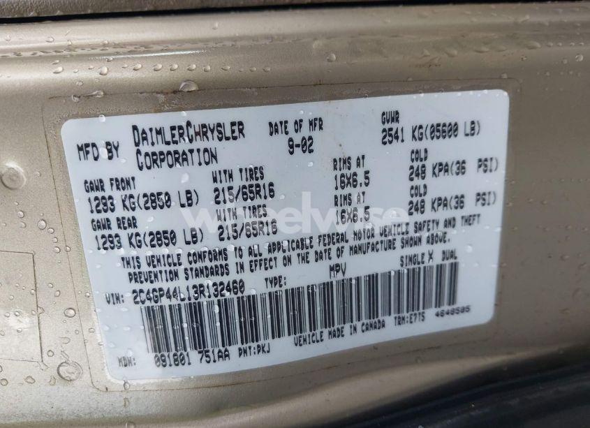 Photo 9 of 2003 Chrysler Town & COUNTRY LX (VIN 2C4GP44L13R132460)