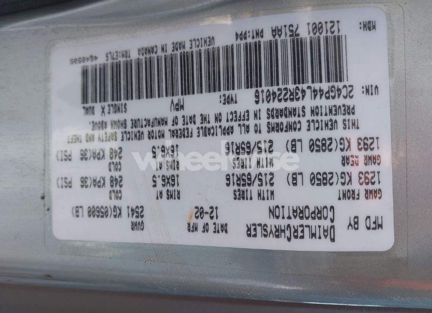 Photo 9 of 2003 Chrysler Town & COUNTRY LX (VIN 2C4GP44L43R224016)
