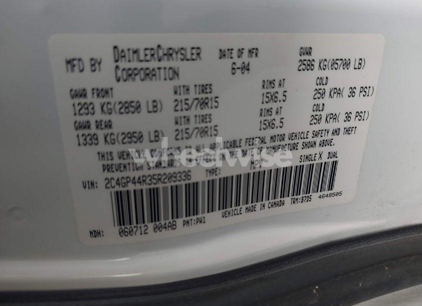 Photo 9 of 2005 Chrysler Town & COUNTRY LX (VIN 2C4GP44R35R209336)