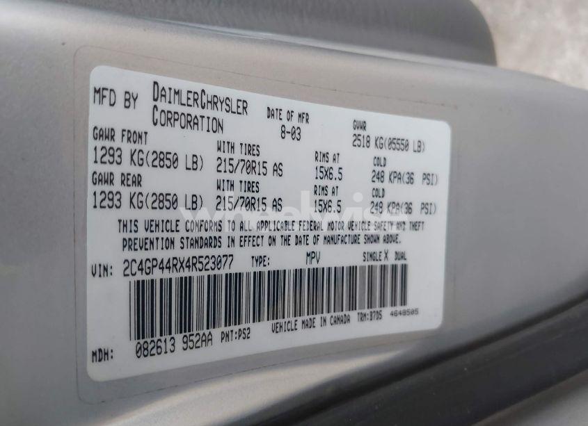 Photo 9 of 2004 Chrysler Town & COUNTRY LX (VIN 2C4GP44RX4R523077)