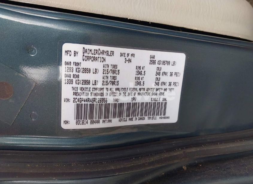 Photo 9 of 2005 Chrysler Town & COUNTRY LX (VIN 2C4GP44RX5R126955)