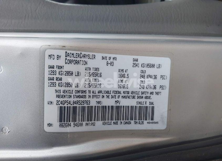 Photo 9 of 2004 Chrysler Town & COUNTRY TOURING (VIN 2C4GP54L04R529763)