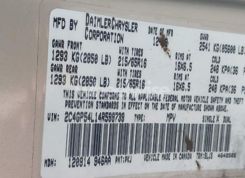 Photo 9 of 2004 Chrysler Town & COUNTRY TOURING (VIN 2C4GP54L14R599739)