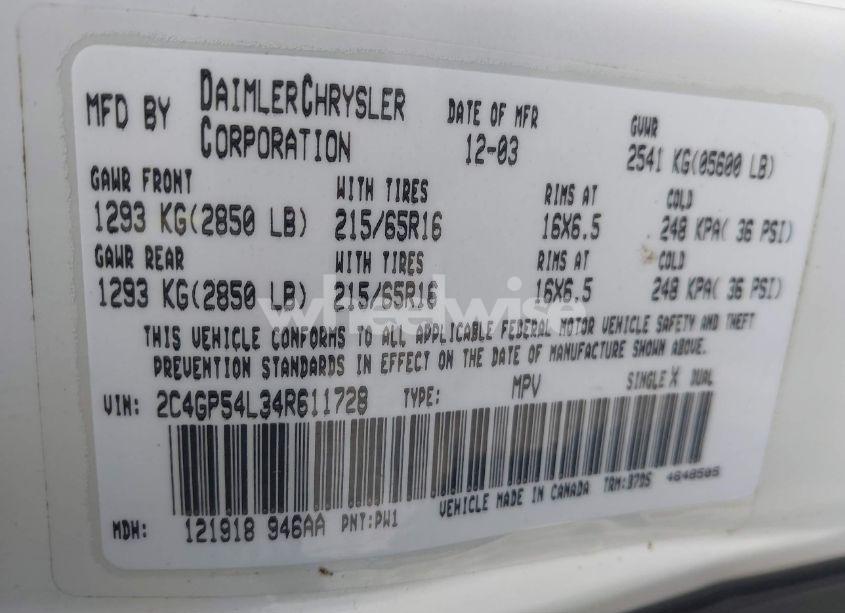 Photo 9 of 2004 Chrysler Town & COUNTRY TOURING (VIN 2C4GP54L34R611728)