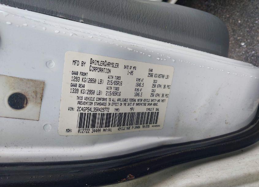 Photo 9 of 2005 Chrysler Town & COUNTRY TOURING (VIN 2C4GP54L35R429772)