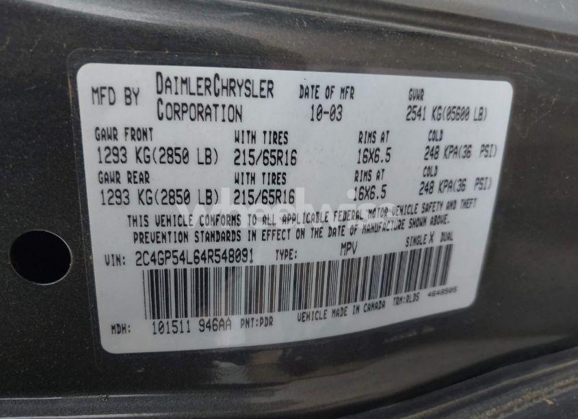 Photo 9 of 2004 Chrysler Town & COUNTRY TOURING (VIN 2C4GP54L64R548091)