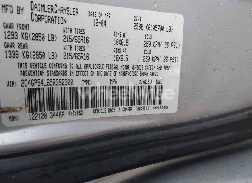 Photo 9 of 2005 Chrysler Town & COUNTRY TOURING (VIN 2C4GP54L65R392300)