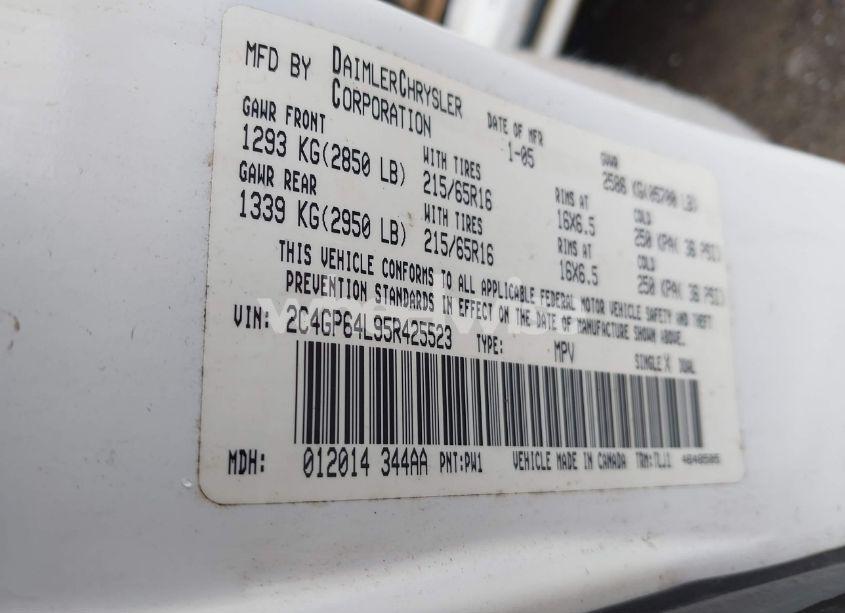 Photo 9 of 2005 Chrysler Town & COUNTRY LIMITED (VIN 2C4GP64L95R425523)