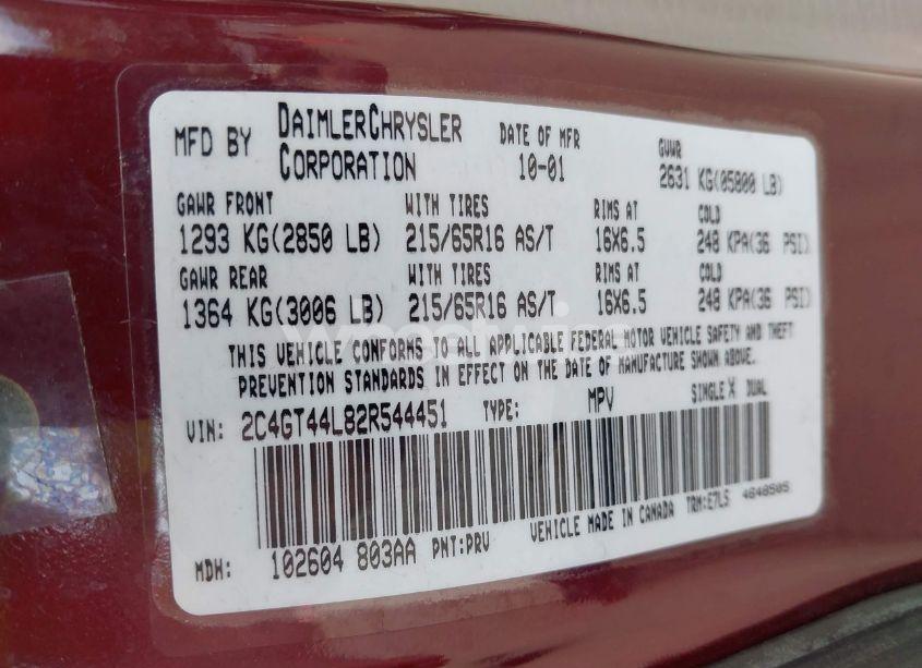 Photo 9 of 2002 Chrysler Town & COUNTRY LX (VIN 2C4GT44L82R544451)