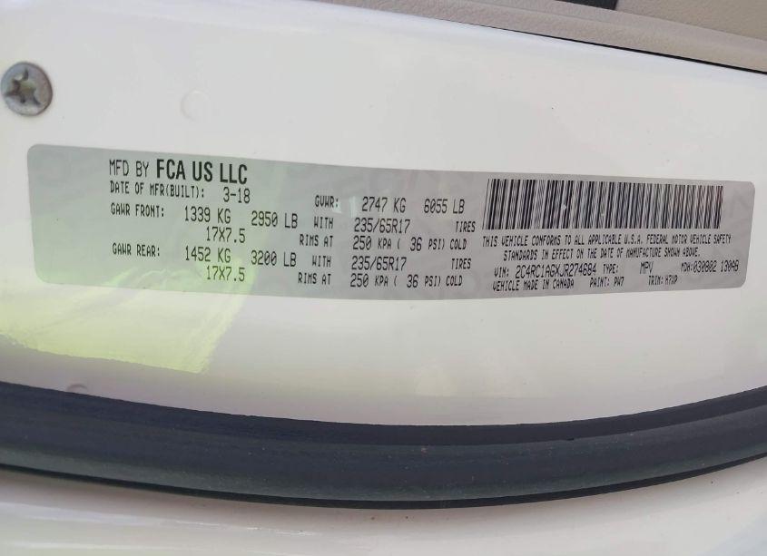 Photo 9 of 2018 Chrysler Pacifica L (VIN 2C4RC1AGXJR274684)