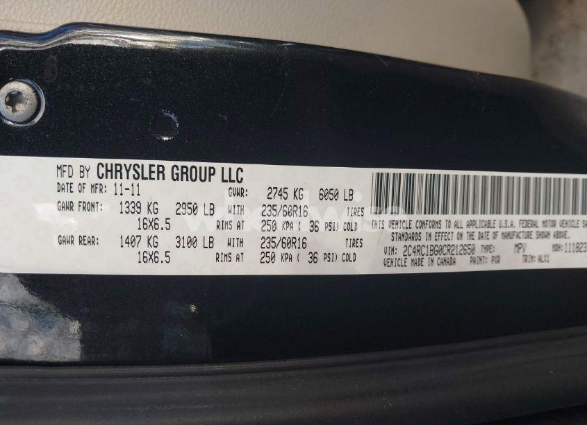 Photo 9 of 2012 Chrysler Town & COUNTRY TOURING (VIN 2C4RC1BG0CR212650)