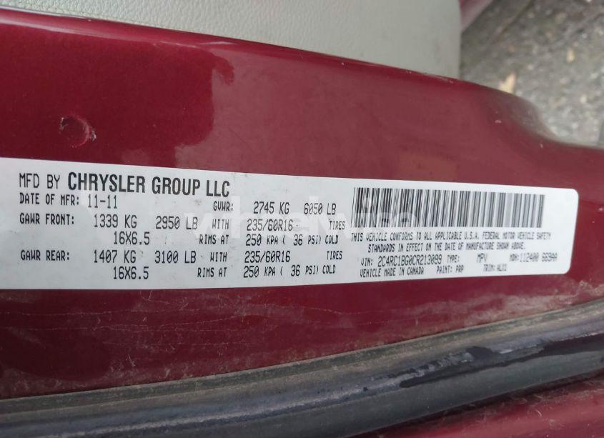 Photo 9 of 2012 Chrysler Town & COUNTRY TOURING (VIN 2C4RC1BG0CR213099)