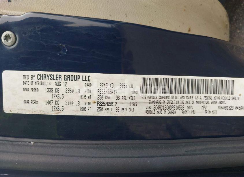 Photo 9 of 2013 Chrysler Town & COUNTRY TOURING (VIN 2C4RC1BG0DR510536)