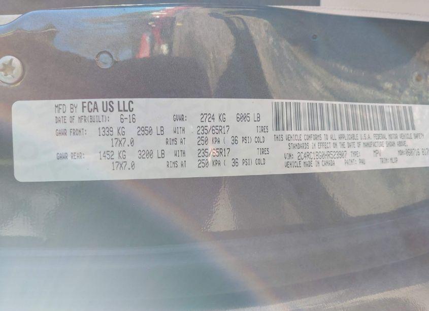 Photo 9 of 2017 Chrysler Pacifica TOURING-L (VIN 2C4RC1BG0HR523907)