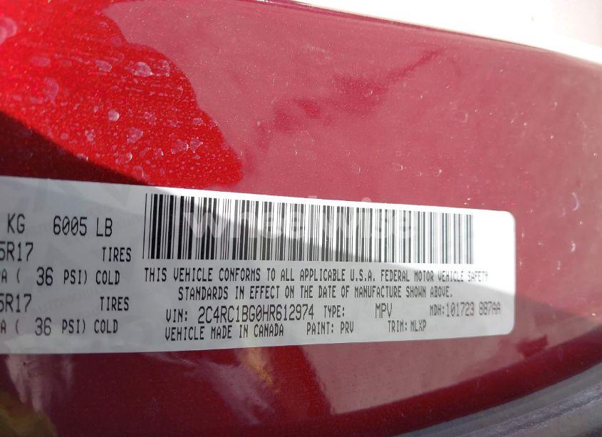 Photo 9 of 2017 Chrysler Pacifica TOURING-L (VIN 2C4RC1BG0HR612974)