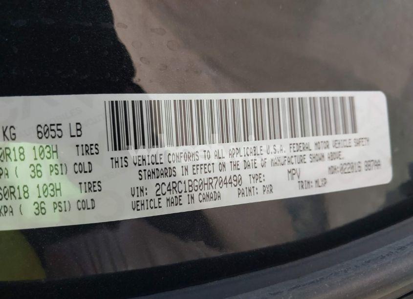 Photo 9 of 2017 Chrysler Pacifica TOURING-L (VIN 2C4RC1BG0HR704490)