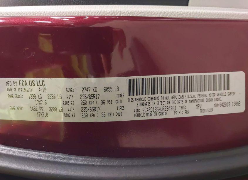 Photo 9 of 2018 Chrysler Pacifica TOURING L (VIN 2C4RC1BG0JR294781)