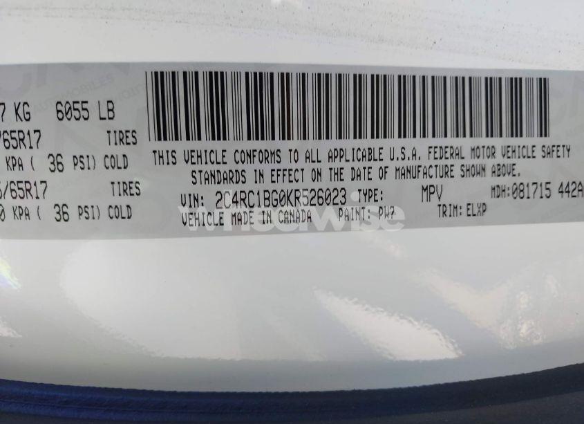 Photo 9 of 2019 Chrysler Pacifica TOURING L (VIN 2C4RC1BG0KR526023)