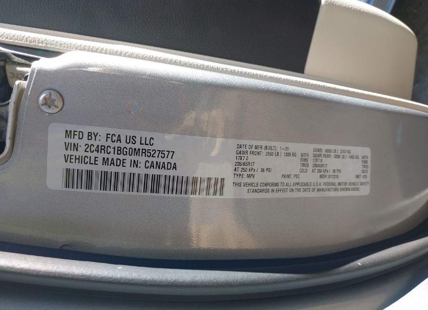 Photo 9 of 2021 Chrysler Pacifica TOURING L (VIN 2C4RC1BG0MR527577)