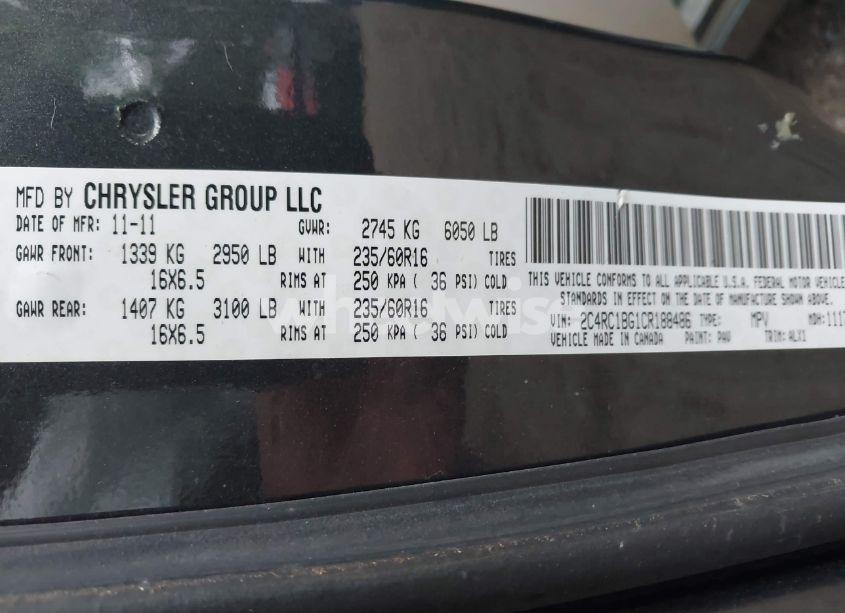 Photo 9 of 2012 Chrysler Town & COUNTRY TOURING (VIN 2C4RC1BG1CR188486)