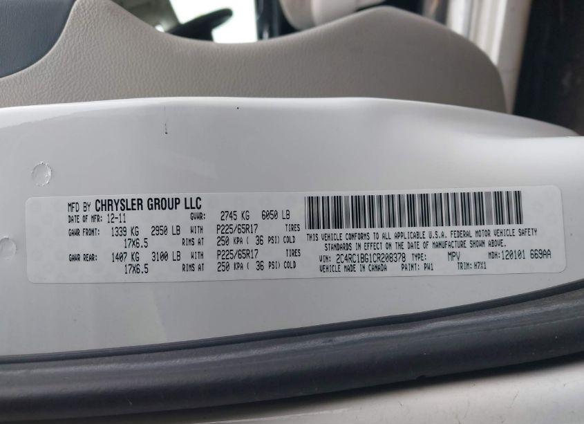 Photo 9 of 2012 Chrysler Town & COUNTRY TOURING (VIN 2C4RC1BG1CR208378)