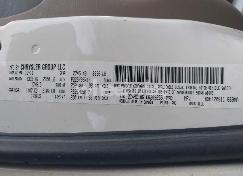 Photo 9 of 2012 Chrysler Town & COUNTRY TOURING (VIN 2C4RC1BG1CR209255)