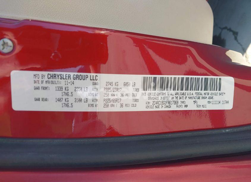 Photo 9 of 2015 Chrysler Town & COUNTRY TOURING (VIN 2C4RC1BG1FR617369)