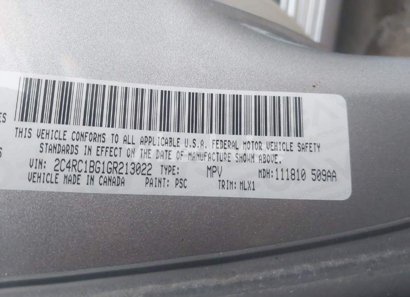 Photo 9 of 2016 Chrysler Town & COUNTRY TOURING (VIN 2C4RC1BG1GR213022)