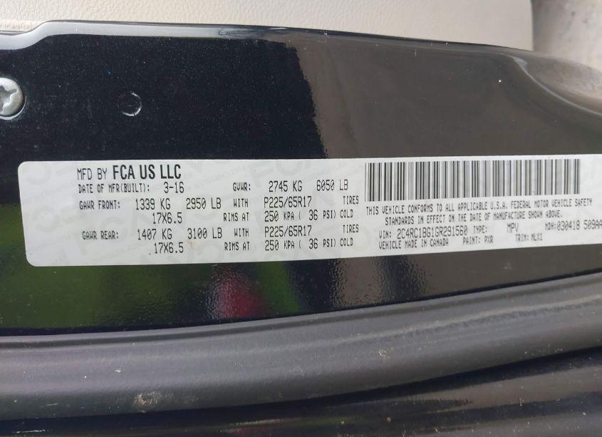 Photo 9 of 2016 Chrysler Town & COUNTRY TOURING (VIN 2C4RC1BG1GR291560)