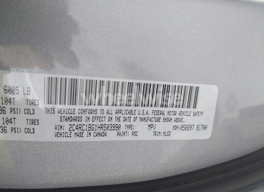 Photo 9 of 2017 Chrysler Pacifica TOURING-L (VIN 2C4RC1BG1HR503990)