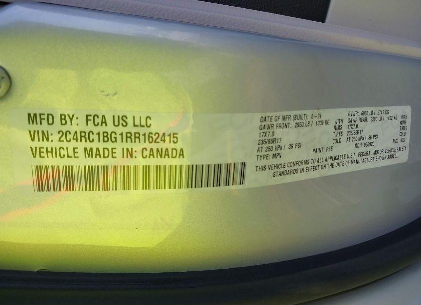 Photo 9 of 2024 Chrysler Pacifica TOURING L (VIN 2C4RC1BG1RR162415)