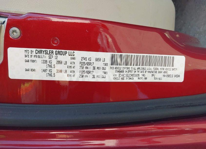 Photo 9 of 2013 Chrysler Town & COUNTRY TOURING (VIN 2C4RC1BG2DR559835)