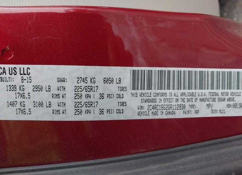 Photo 9 of 2016 Chrysler Town & COUNTRY TOURING (VIN 2C4RC1BG2GR112930)