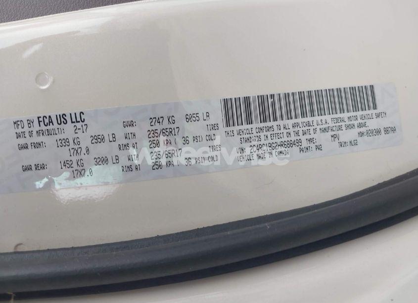 Photo 9 of 2017 Chrysler Pacifica TOURING-L (VIN 2C4RC1BG2HR688499)