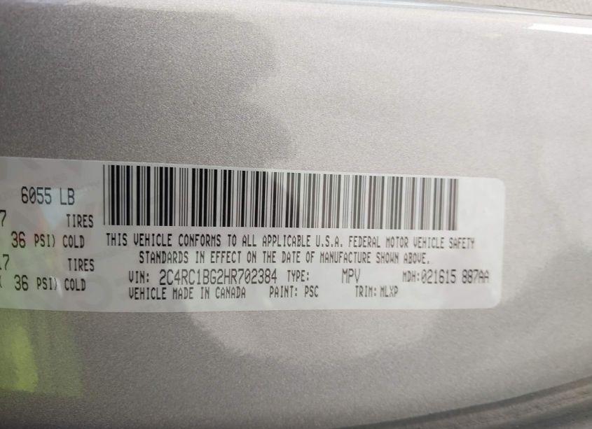 Photo 9 of 2017 Chrysler Pacifica TOURING-L (VIN 2C4RC1BG2HR702384)