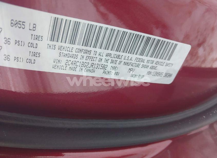 Photo 9 of 2018 Chrysler Pacifica TOURING L (VIN 2C4RC1BG2JR131582)