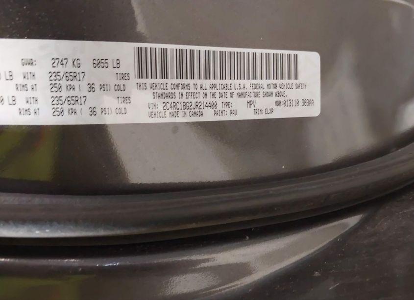 Photo 9 of 2018 Chrysler Pacifica TOURING L (VIN 2C4RC1BG2JR214400)